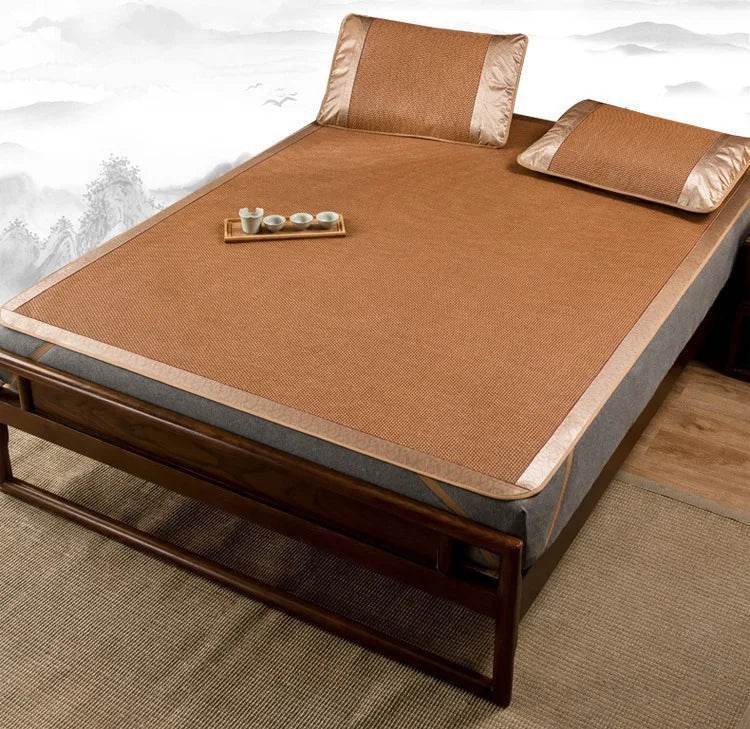 JFLEGAL Summer Natural Rattan Mat 2024 New Ice Silk Jacquard Soft Physical Cooling Wormwood Mat Bedding Dormitory Mattress Cover - P12 Hub Europe