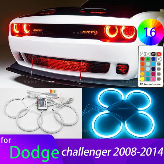 High Quality 16-Color Ultra Bright RGB Cotton LED Angel Eye Rings Daytime Light for Dodge challenger 2008-2014 Car Accessories