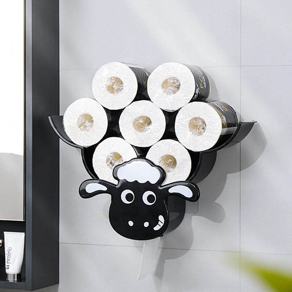 Wall Mounted Paper Storage & Organizer Sheep 7 Rolls Toilet Paper Stand Bathroom Decor Tissue Shelf Bathroom Decorative Hardware - P12 Hub Europe