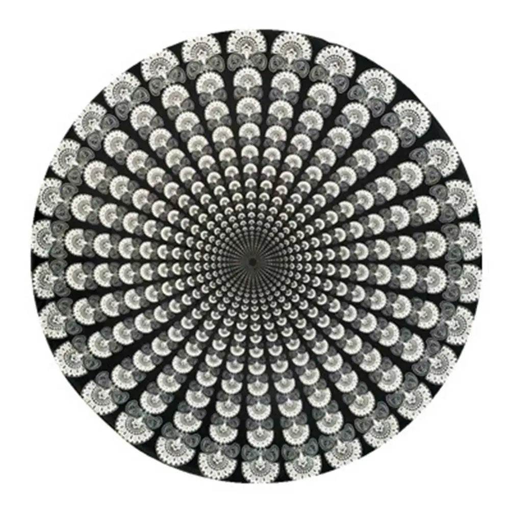 Large Aldult Beach Towel Vintage Round Chiffon Anti-sunlight Shawl Beach Towel Outdoor Yoga Picnic Mat - P12 Hub Europe