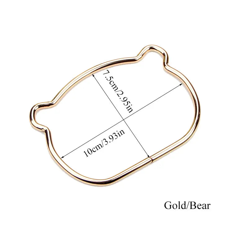 1Pc Metal DIY Handbag Tote Handles Replacement Creative Bear Cat Ear Bag Handle Decoration Handcraft Bag Making Accessories
