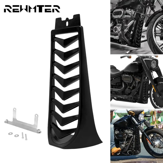 Motorcycle Black Front Lower Radiator Chin Fairing Spoiler Frame Cover For Harley Softail Street Fat Bob Breakout FXBR 2018-2023