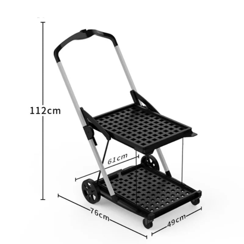 Foldable Shopping Trolley Wheels Lightweight Aluminum Adjustable Handle Multi-Purpose Moving Cart For Home Grocery Camping