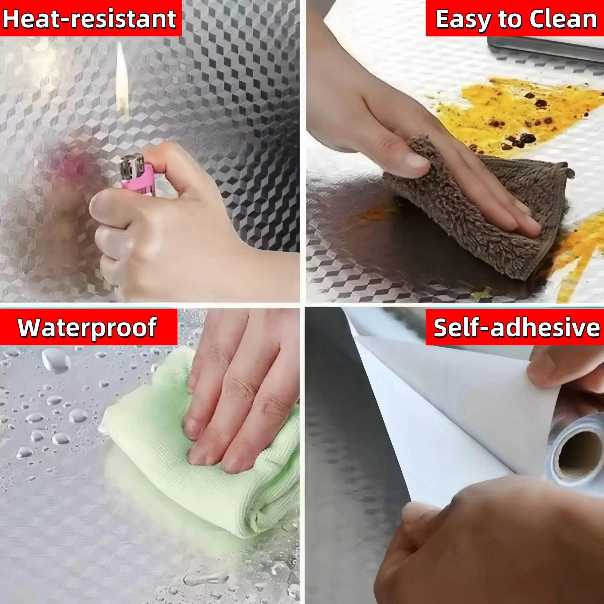 Kitchen Oil-proof Self Adhesive Stickers Anti Fouling High Temperature Waterproof Aluminum Foil Wallpaper Cabinet Contact Papers - P12 Hub Europe