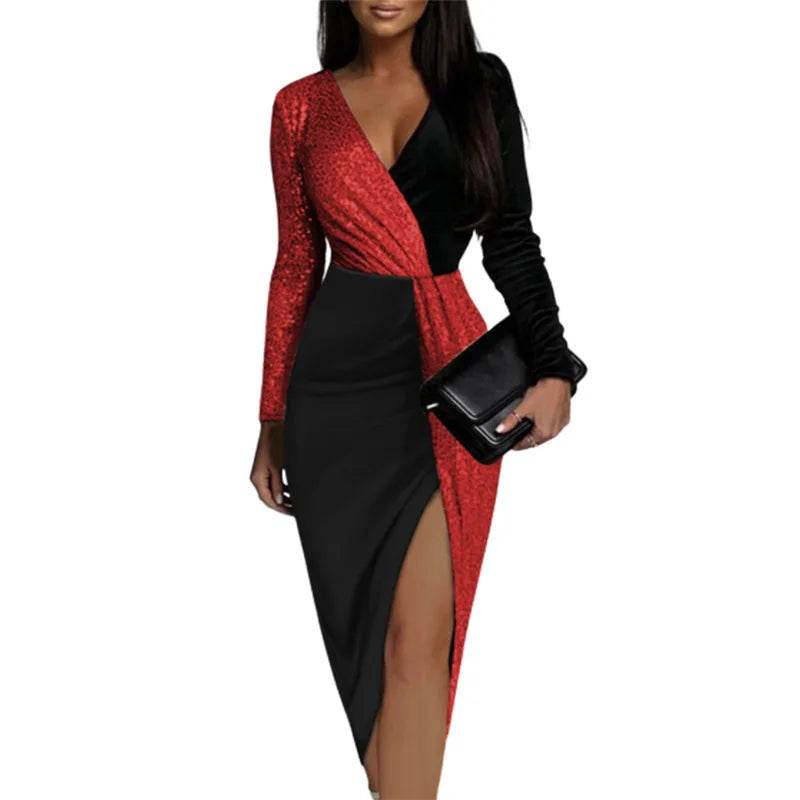 Sequin V-neck Party Dress - P12 Hub Europe