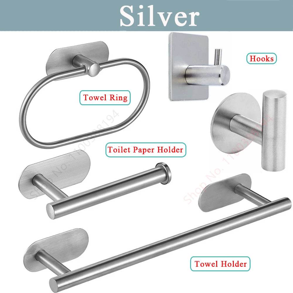 Adhesive Toilet Roll Paper Holder Organizer Wall Mount Storage Stand Kitchen Bathroom No Drill Tissue Towel Dispenser Stainless - P12 Hub Europe