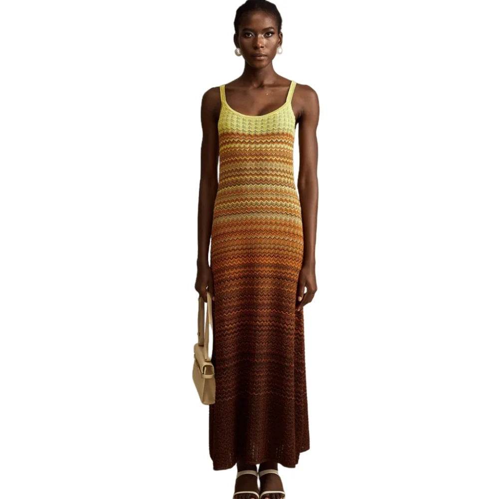 Knit Sleeveless Long Dress - Elegant Boho Chic - P12 Hub Europe