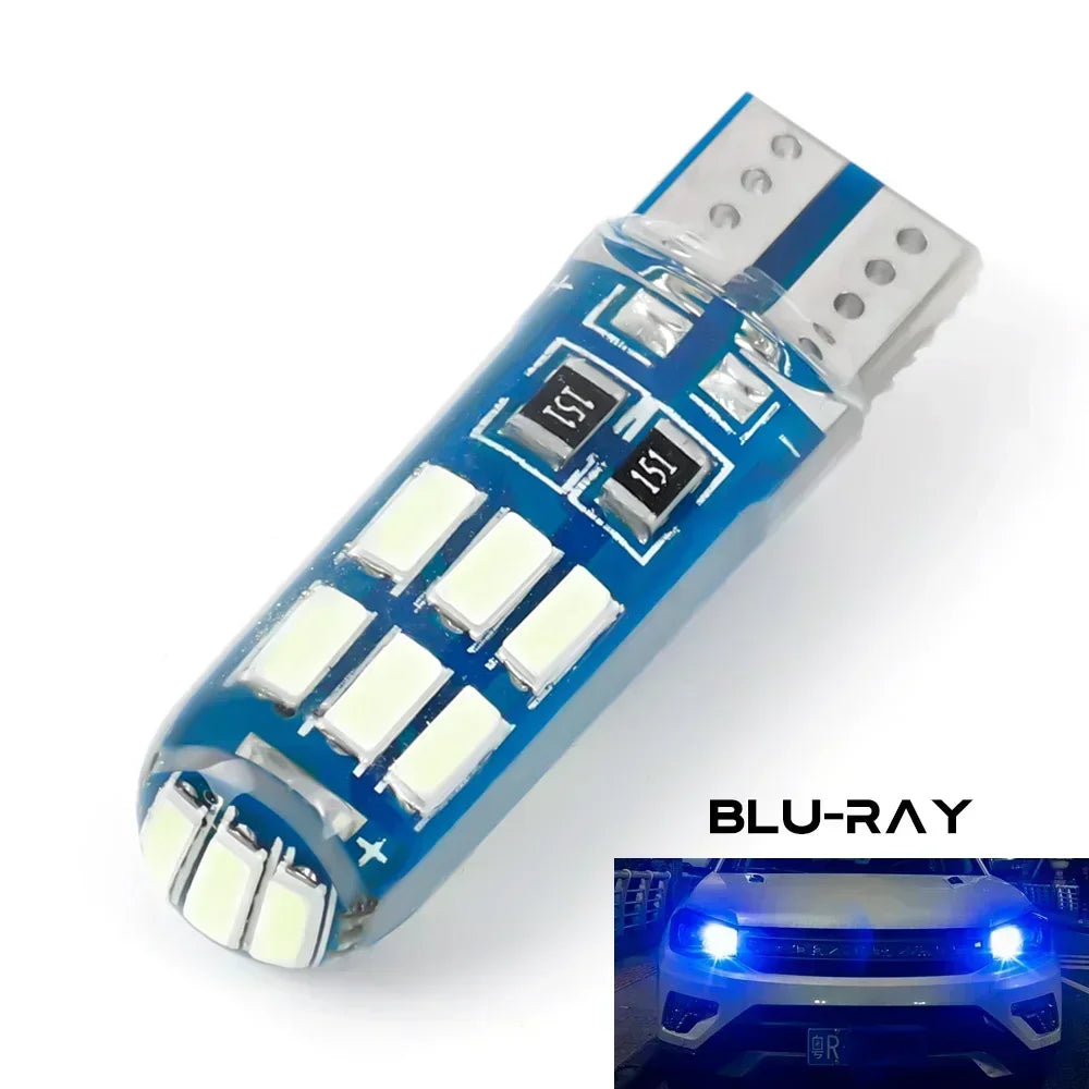 T10 Car LED Signal Lamp 12V 4014 Waterproof Heatproof W5W Clearance Headlamps 6000K Reading Lamp Silicone License Plate Lights