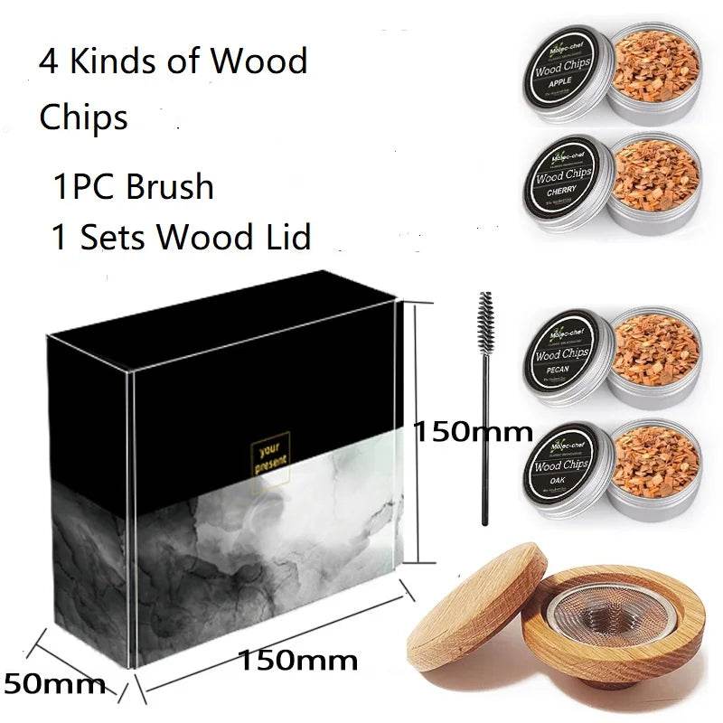 Cocktail Smoker Kit Whiskey Glass with Wooden Smoked Wood Hood Smoker For Drinks Kitchen Bar Accessories to Make Special Whiskey - P12 Hub Europe