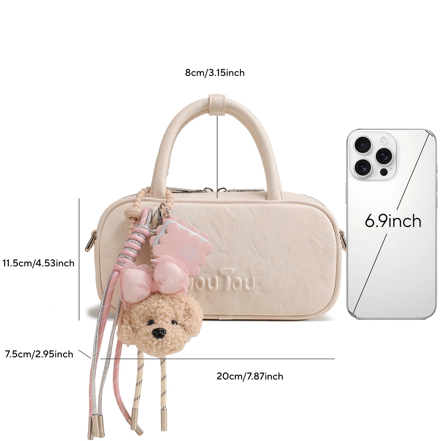 TOUTOU Boston Bowling Bag Imitation Plant Tanning Autumn Single Shoulder Handheld Crossbody Mini Purse for Women Christmas Gift