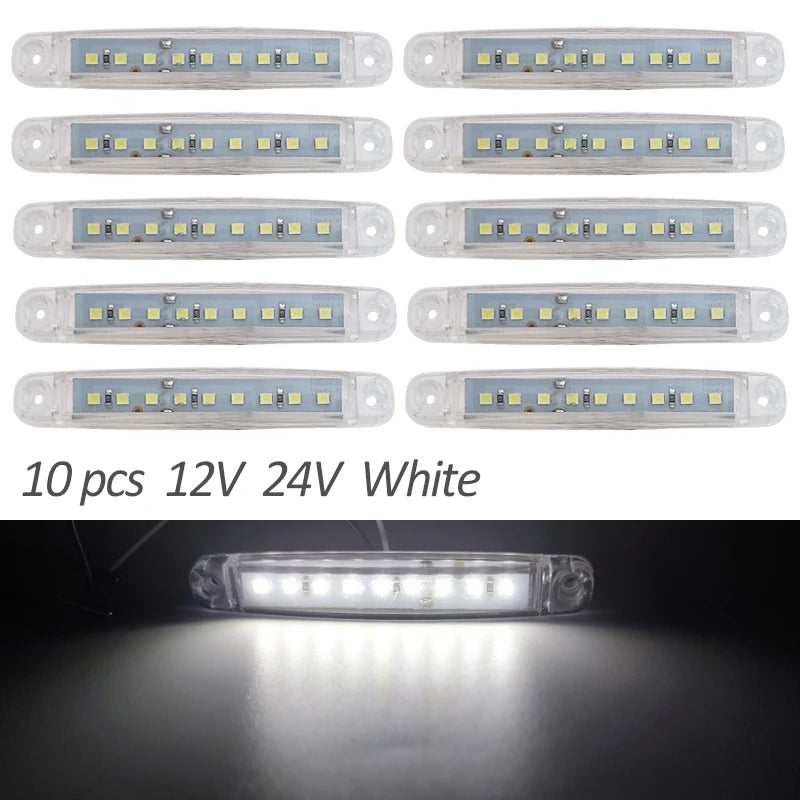 10PCS 9 SMD Light Oval Clearance Trailer 24V Truck Lorry Caravan Camion LED Side Marker Indicator Lamp 12V Luces Remolque