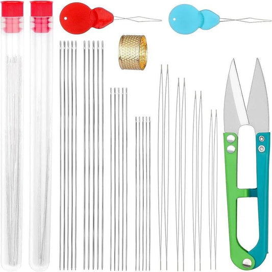 BUDDUR Stainless Steel Beading Needles Kit With Threader And Thimble Scissor For Jewelry Making DIY Handmade Craft Accessories - P12 Hub Europe