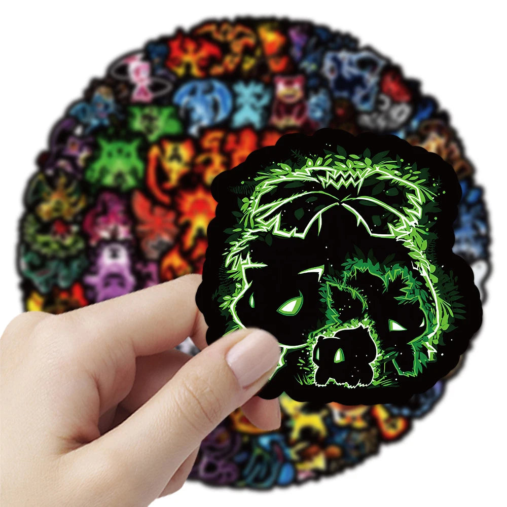 10/30/50/100pcs Kawaii Neon Pokemon Anime Stickers Pikachu Decals Laptop Skateboard Car Phone Motorcycle Kid Cartoon Sticker Toy