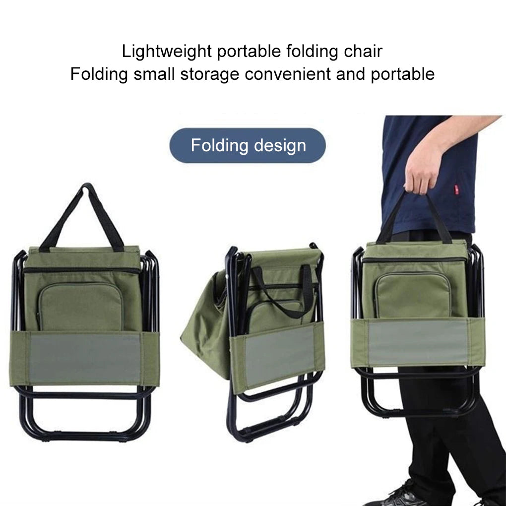 Fishing Stool Detachable Portable Folding Chair Beach Camping Chair with Cooler Bag Backrest Lightweight Outdoor Folding Chair