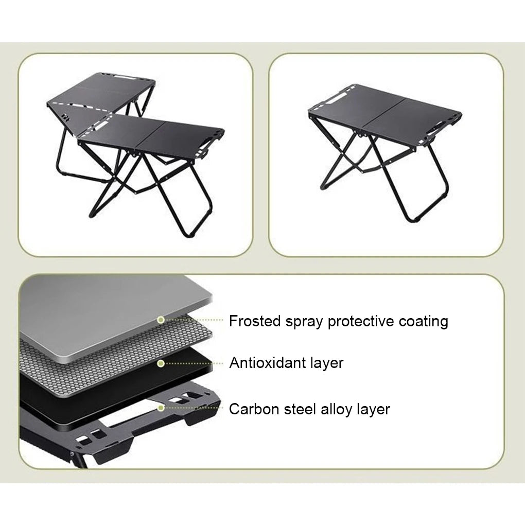 Portable camping table picnic table beach tables edge hollowing for sand foldable hangable items are more convenient
