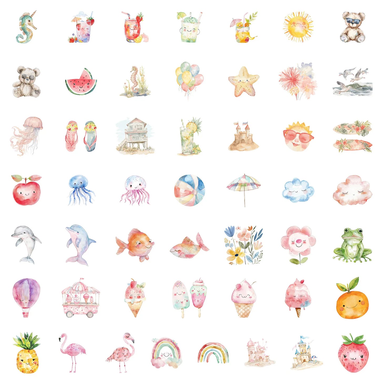 10/50PCS Cool Summer Day Stickers Cartoon Kids Toys Avoid Summer Heat Graffiti Decals Laptop Guitar Car Bike Cartoon DIY Sticker