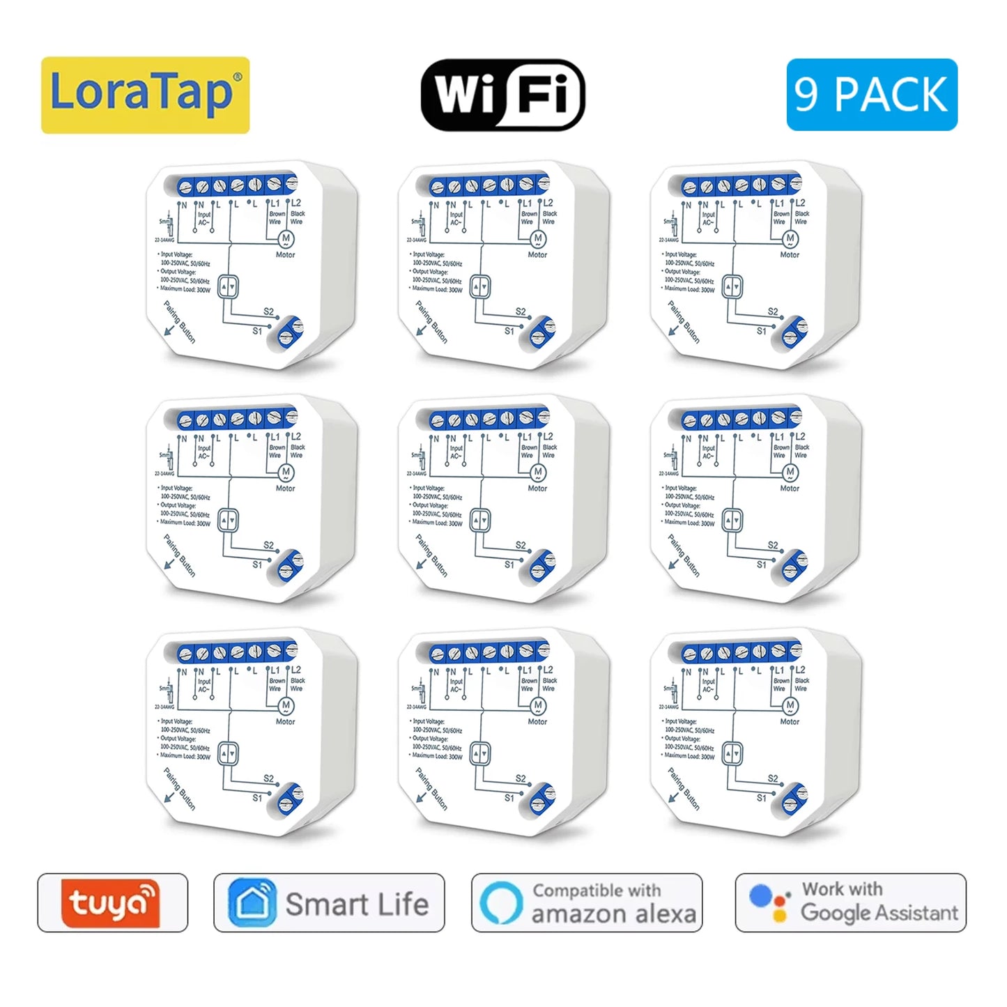 Tuya Smart Life WiFi Curtains Switch Connected Roller Shutters Control Blinds Motor Google Home Alexa Electric Window LoraTap