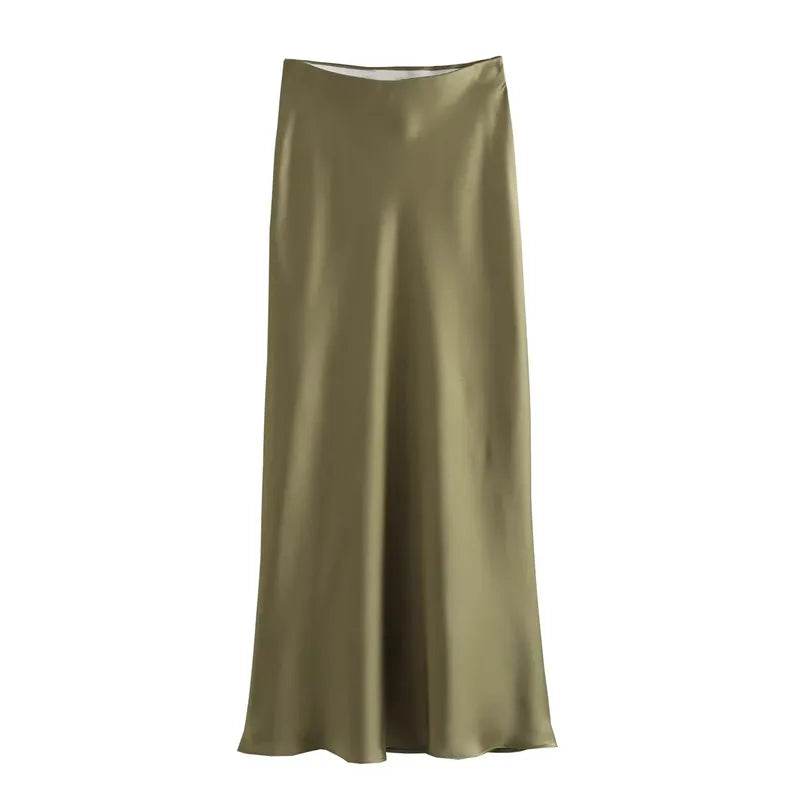 Black Satin Midi Skirt - P12 Hub Europe