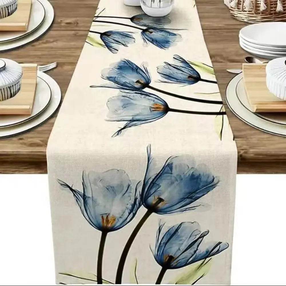 Tulip Linen Table Rustic Farmhouse Style Table Runner 13X70 Inch,Kitchen Dining Table Decoration for Indoor Outdoor Home - P12 Hub Europe