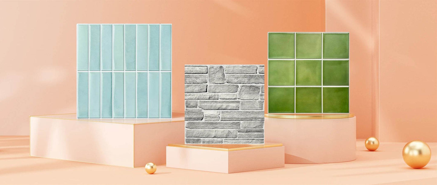 3D Wall Sticker Self-adhesive 3D Wall Panel Peel and Stick Tile Backsplash for Kitchen Waterproof Tile Sticker - P12 Hub Europe