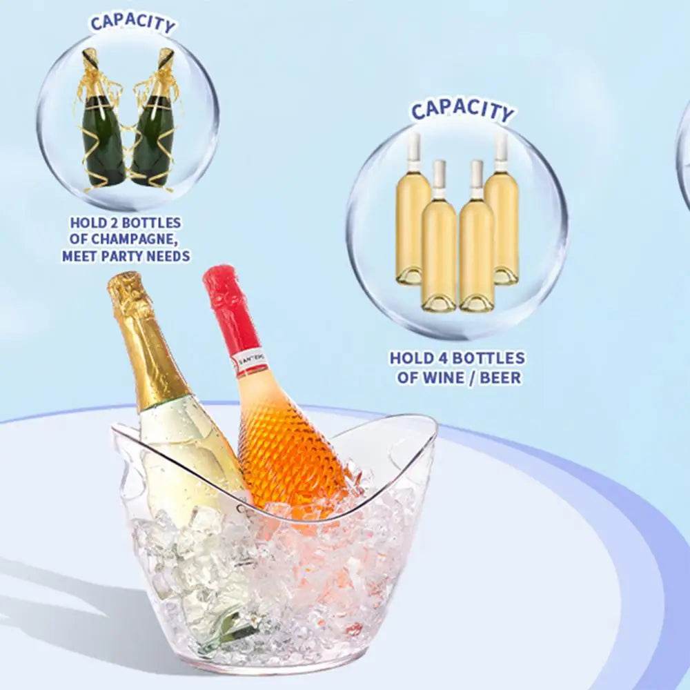 Clear Ice Bucket Beverage Tub with 2 Scoops Handle Cooling Large Ice Bucket for Wine Champagne Bar Supplies for Family reunion - P12 Hub Europe