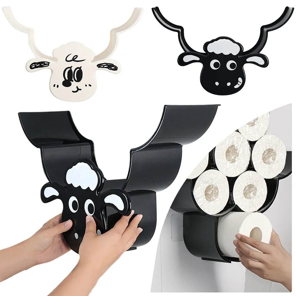Wall Mounted Paper Storage & Organizer Sheep 7 Rolls Toilet Paper Stand Bathroom Decor Tissue Shelf Bathroom Decorative Hardware - P12 Hub Europe