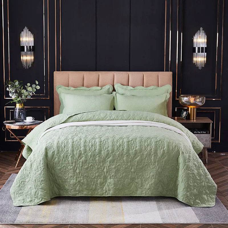 WOSTAR Quilted thicken flat bed sheet summer bedspread solid jacquard couple bed linens luxury double bed bedding king size - P12 Hub Europe
