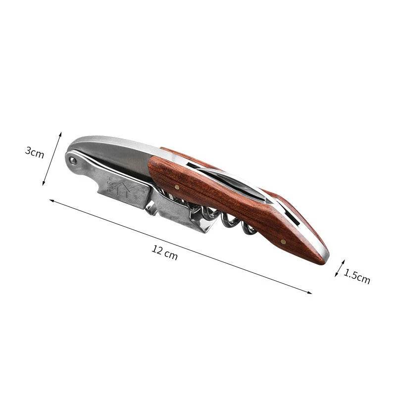 Waiter's Corkscrew with Red Pear Wood Handle for Beer or Wine Bottle Easy to Carry for Picnic Time Kitchen Accessories or Barman - P12 Hub Europe