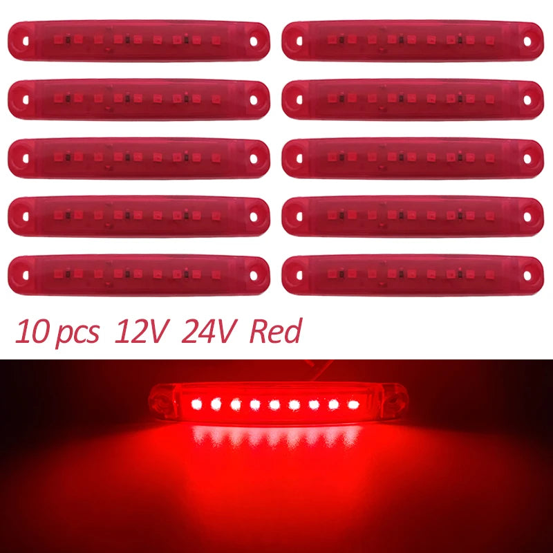 10PCS 9 SMD Light Oval Clearance Trailer 24V Truck Lorry Caravan Camion LED Side Marker Indicator Lamp 12V Luces Remolque