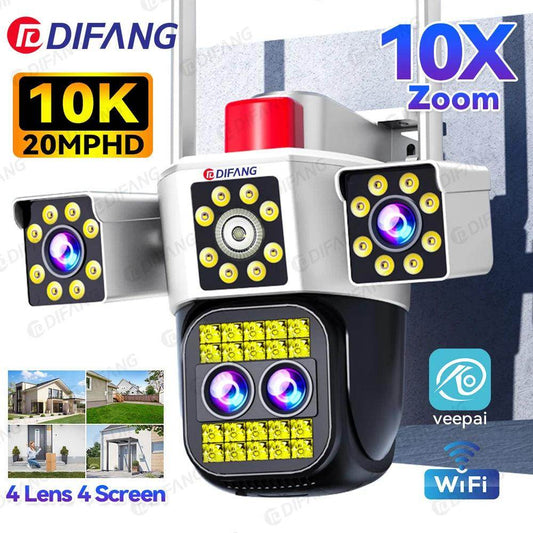 10x Zoom 4-Lens WiFi Cam 10K/20MP, Auto Track, Night - P12 Hub Europe