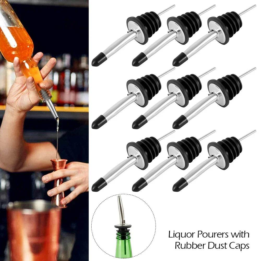 12/24pcs Stainless Steel Classic Bottle Pourers Tapered Spout Liquor Pourers Flow Wine Bottle Pour Spout Stopper Bar Accessories - P12 Hub Europe