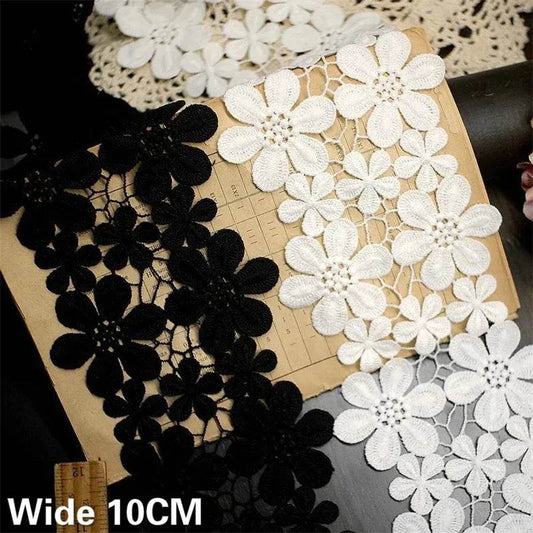 10CM Wide High Quality Exquisite Lace Cotton Embroidery Ribbon Lace Trim Skirt Sewing Accessories Clothing Decorative Materials - P12 Hub Europe