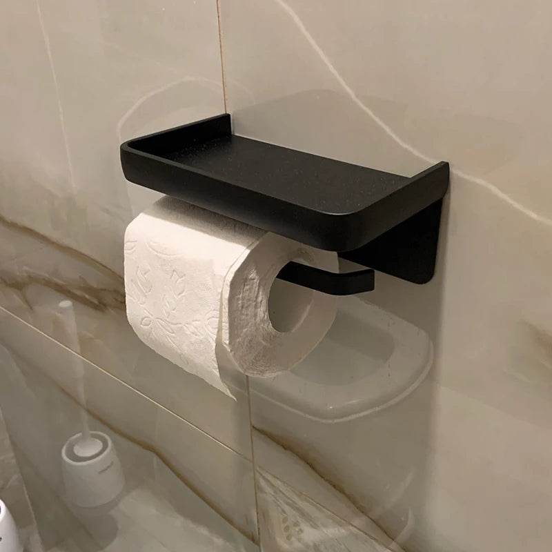 Aluminum Alloy Toilet Paper Holder Bathroom Wall Mount WC Paper Phone Holder Shelf Towel Roll shelf Accessories - P12 Hub Europe