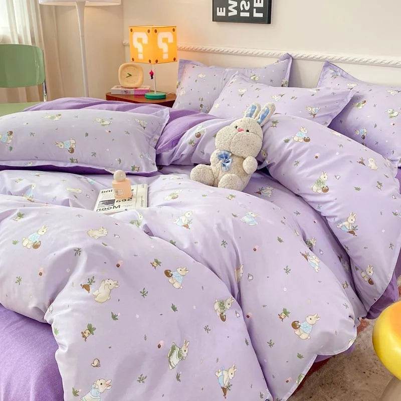 Summer Bedding Set 2024 Ins Twin Queen Duvet Cover Flat Sheet Pillowcase No Filler Girl Boys Hotel Home Bed Linens - P12 Hub Europe
