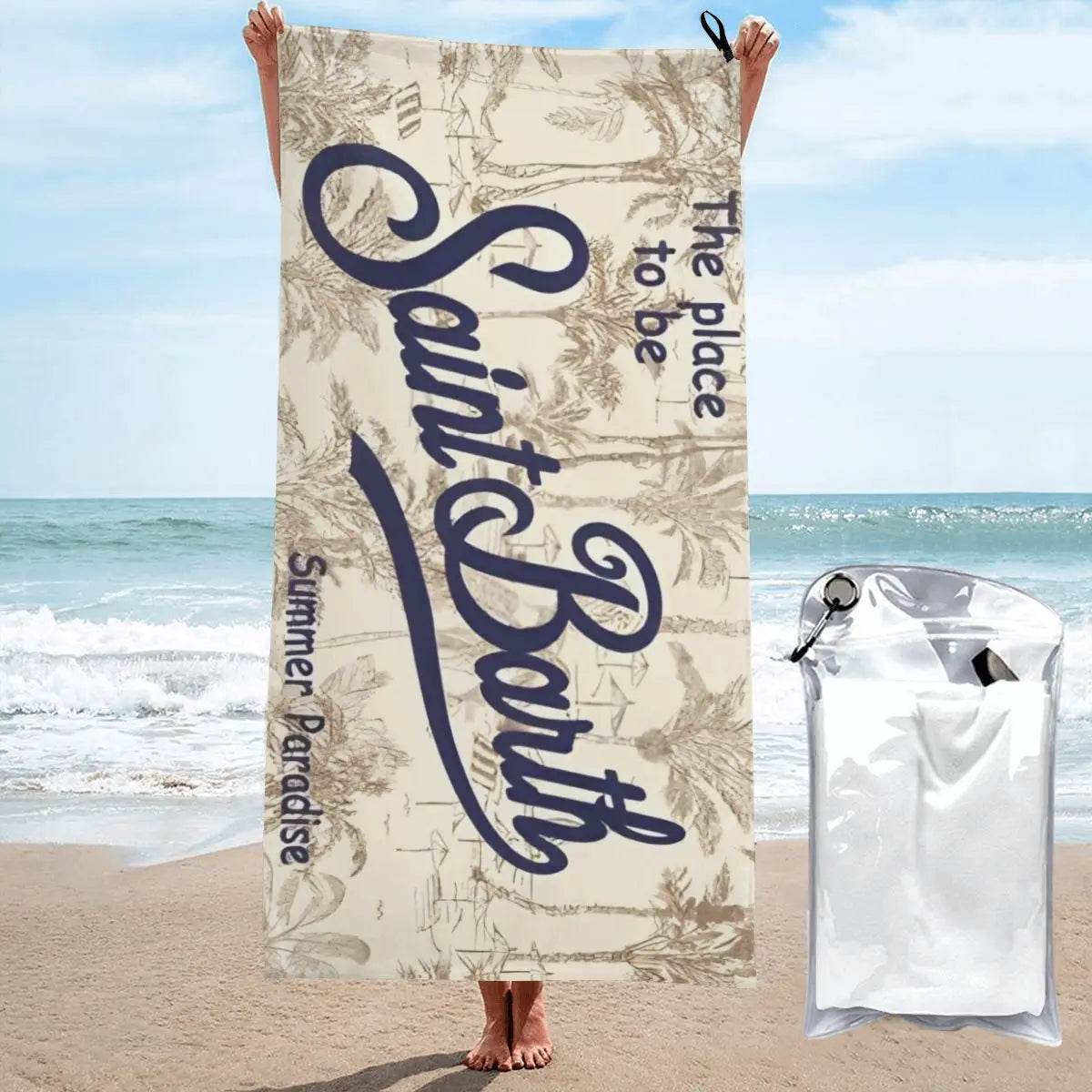 Microfiber Bath Towel S-Saint B-Barth Print Quick Dry Sandless Beach Blanket Soft Comfortable for Men Women Camping Pool Towel - P12 Hub Europe