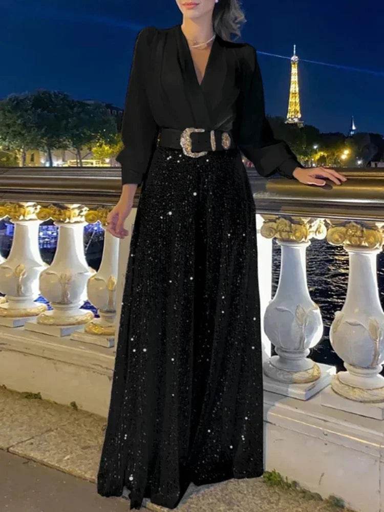 Sequin Splice Maxi Dress - P12 Hub Europe