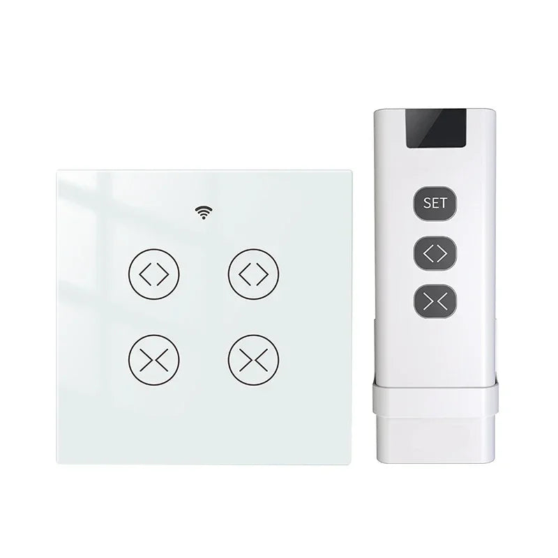 Tuya SmartLife WiFi RF 2 Gang Double Curtain Blind Switch for Roller Shutter Electric Motor With Alexa Google Home Voice Control