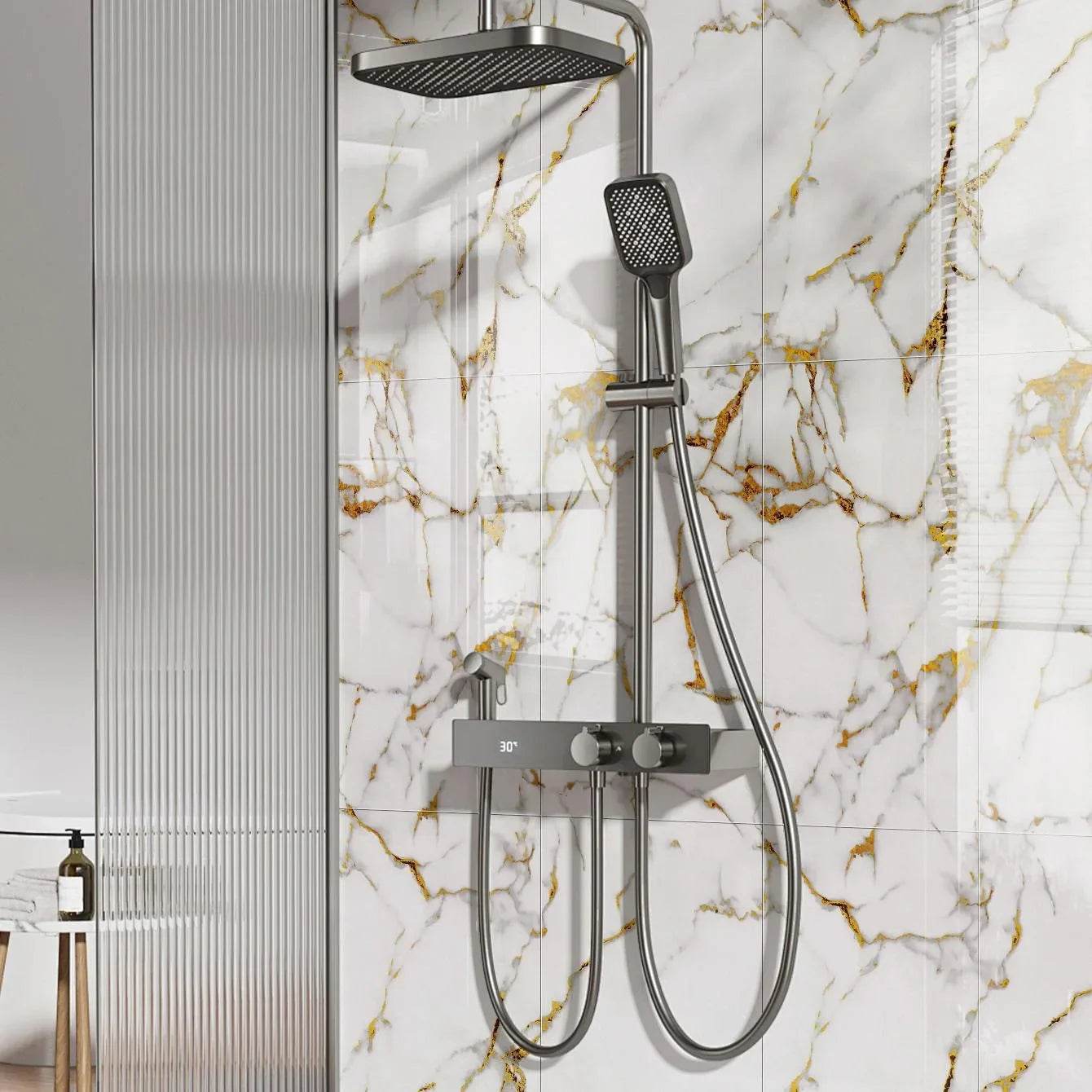 Aluminum Foil Bottom Imitation Tile Wall Stickers Kitchen Bathroom Decor Damp Proof Marble Pattern Foam Self-adhesive Wallpaper - P12 Hub Europe