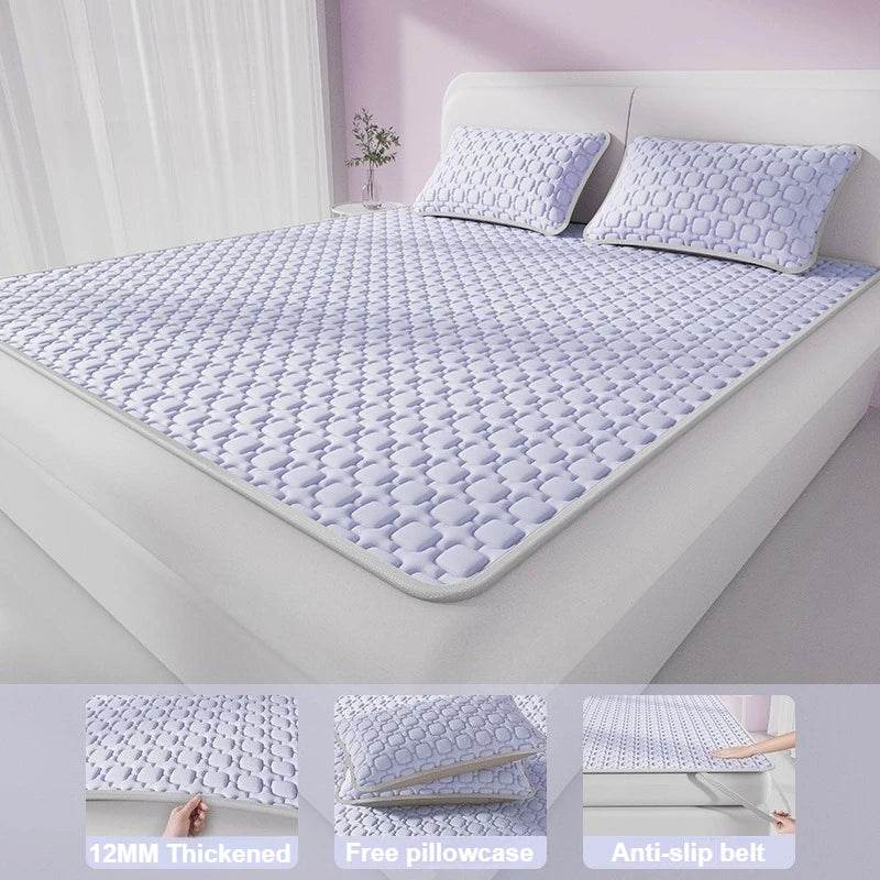 Ice Cooling Bed Sheet Set with Latex Quilted Pillowcases Breathable Summer Bedding Heat Resistant for Single Double Queen Size - P12 Hub Europe