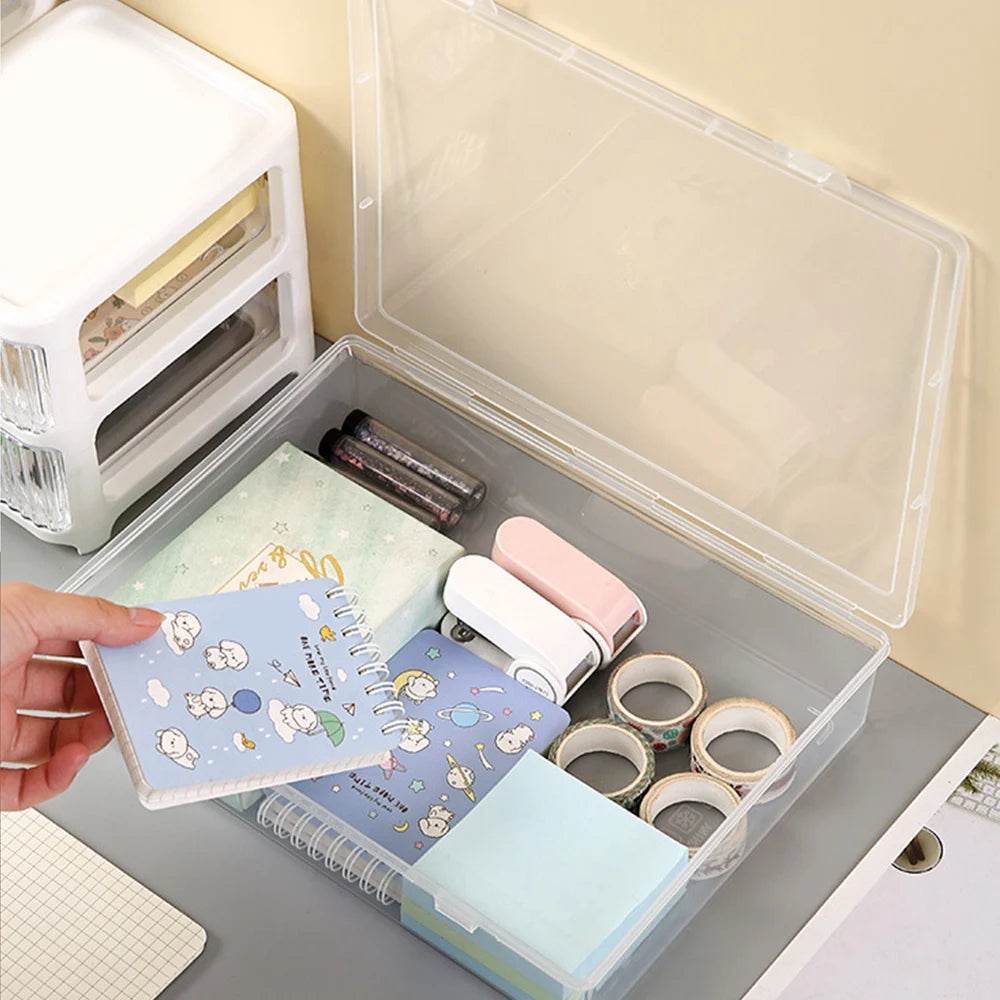 Plastic Document Organizer Organized Clear Square Shape Storage Box Organizing Box Transparent Desktop Document Storage Case - P12 Hub Europe
