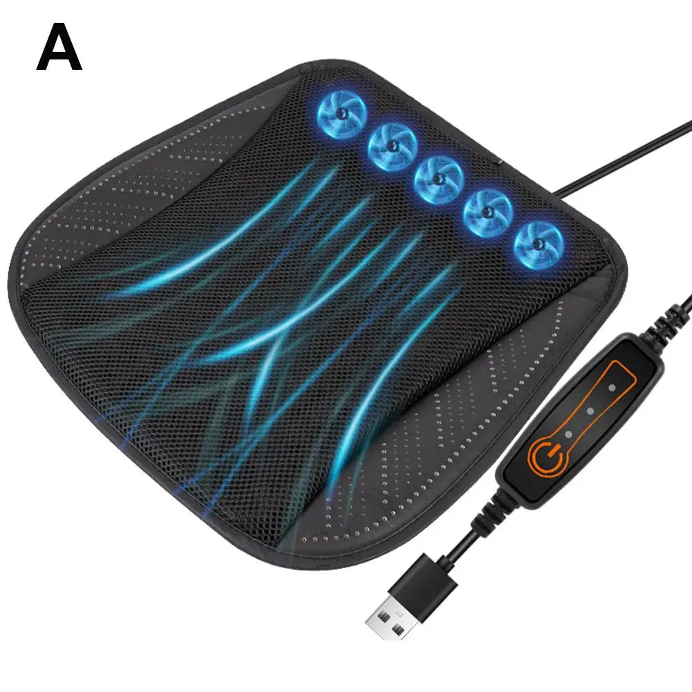 Universal Car Seat Summer Cool Air Seat Cushion With USB Fan Fast Blowing Ventilation Seat Cooling Refrigerated Car Seat