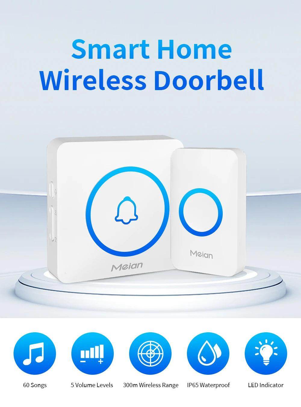 Doorbell Wireless | 60 Tunes, 1000ft, IP65, 5 Volume Levels - P12 Hub Europe