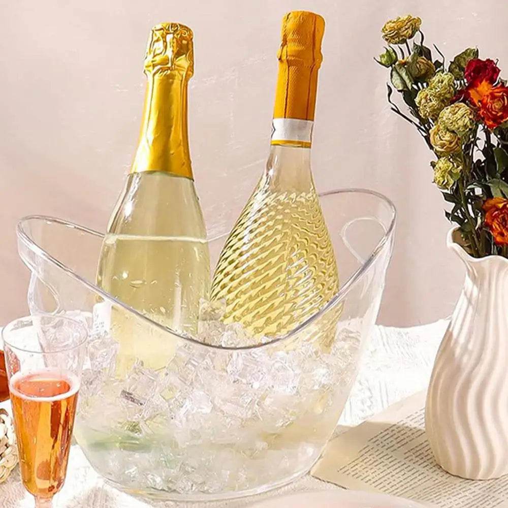 Clear Ice Bucket Beverage Tub with 2 Scoops Handle Cooling Large Ice Bucket for Wine Champagne Bar Supplies for Family reunion - P12 Hub Europe