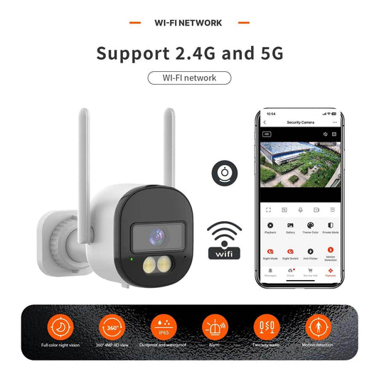 Outdoor Camera 4MP Color Night, 2-Way Audio, Siren - P12 Hub Europe