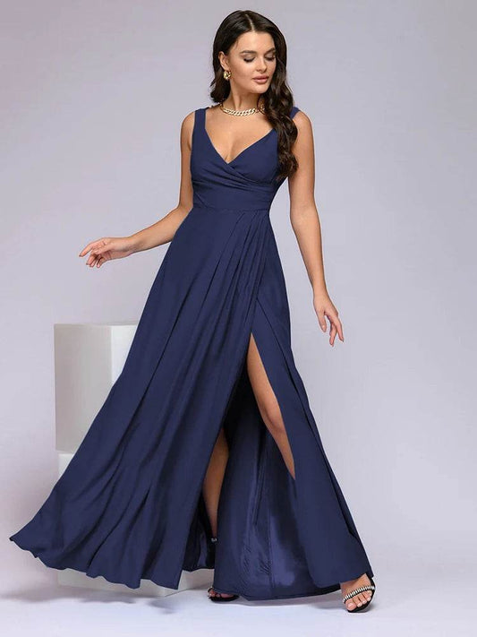 V-Neck Slit Maxi Dress - Sexy Summer Party & Evening Wear - P12 Hub Europe
