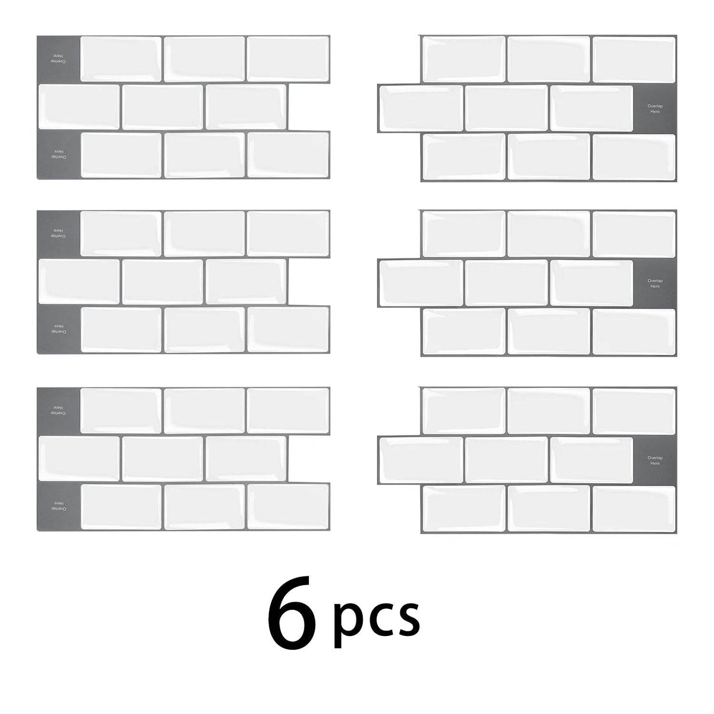 6 PCS 30.5x15.3cm 3D Self-adhesive Kitchen Waterproof Stickers Indoor Wall Renovation Sticker - P12 Hub Europe