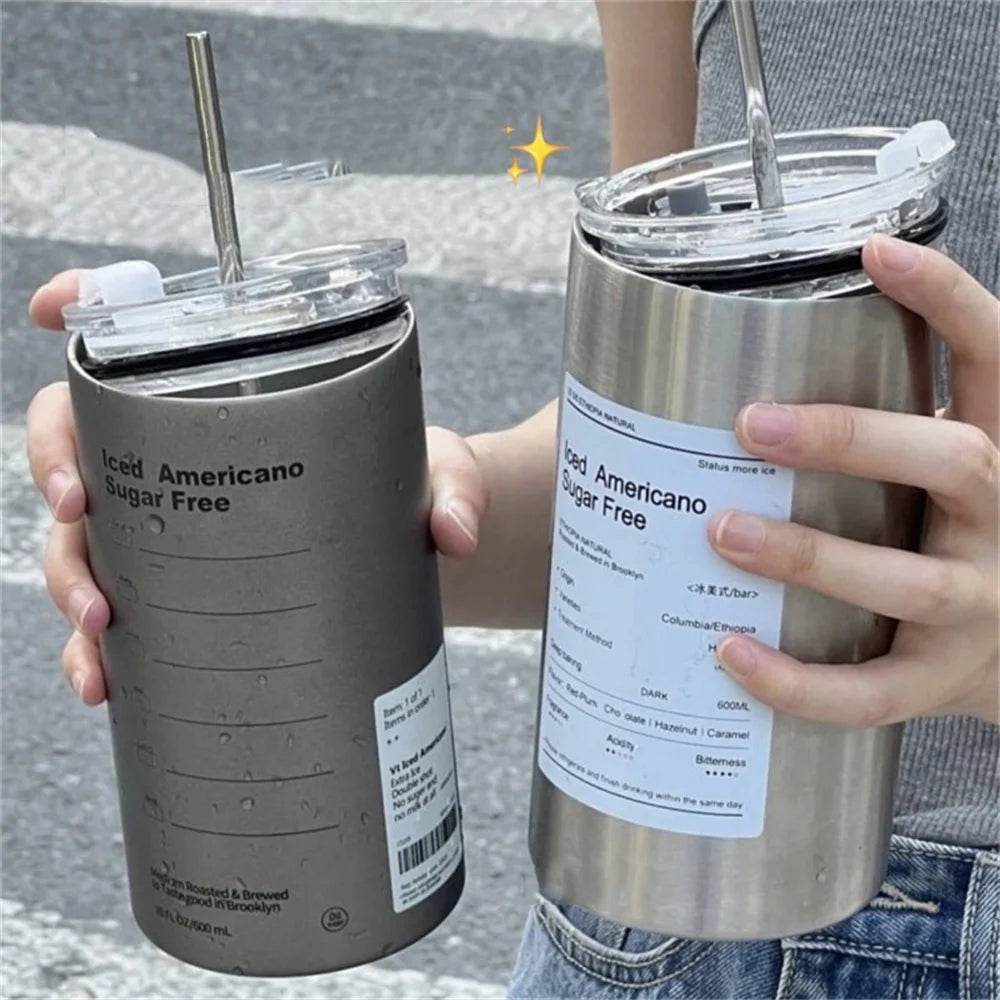 600ml Stainless Steel Thermos with Straw - P12 Hub Europe