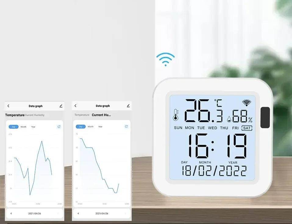 WiFi Temp Humidity Sensor | LCD, Backlight, Smart Life - P12 Hub Europe