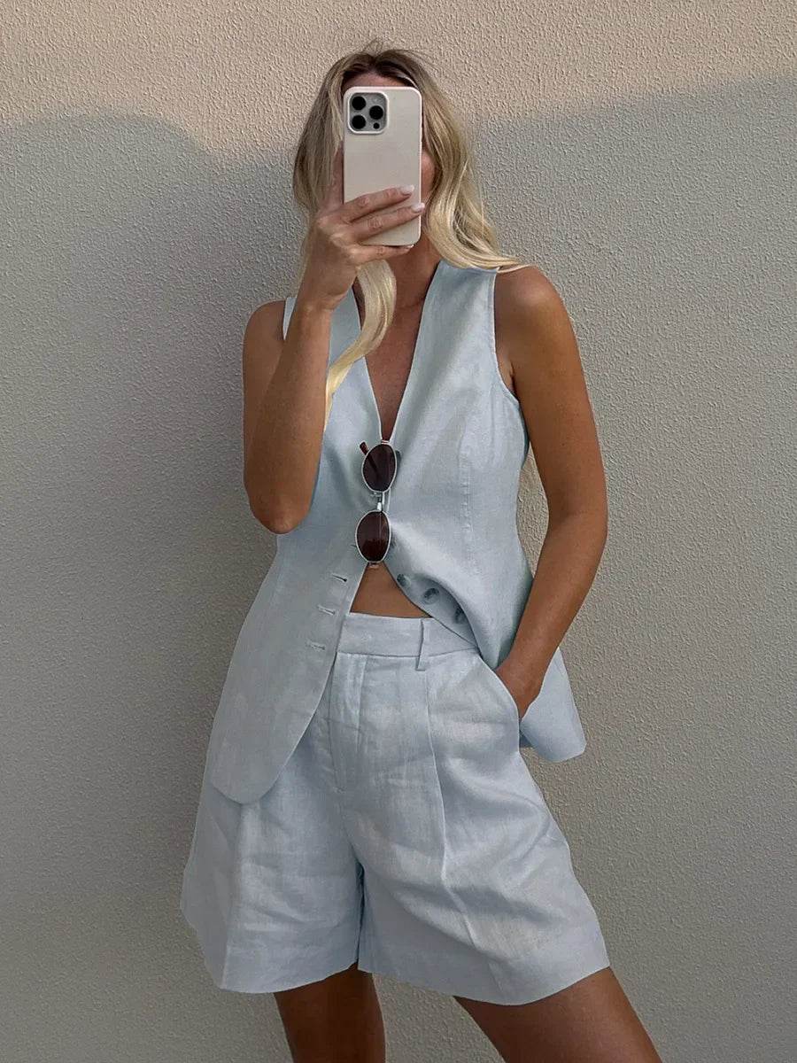 Wolfeel Cotton Linen Shorts Set - P12 Hub Europe