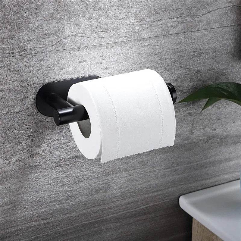 Acrylic Toilet Paper Holder Tissue Rack Wall Mounted Bathroom Kitchen Roll Holder Paper Tissue Rack Hook Modern Black Hanger - P12 Hub Europe